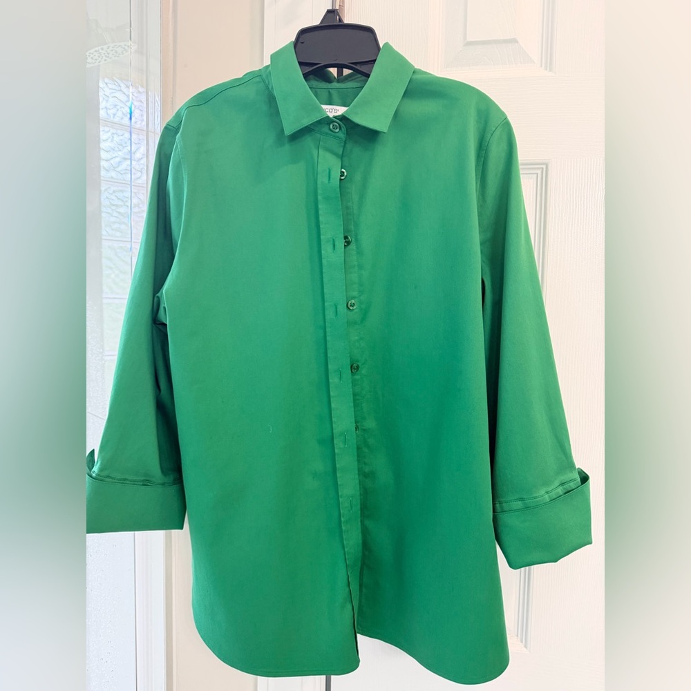 Chico's Bright Green Button-Up Blouse
